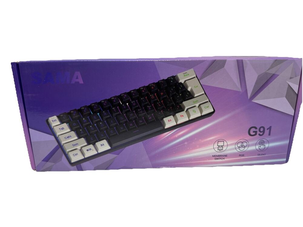 SAMA G91 61 Key Game Keyboard Membrane Switch Wired Silent Gaming Board